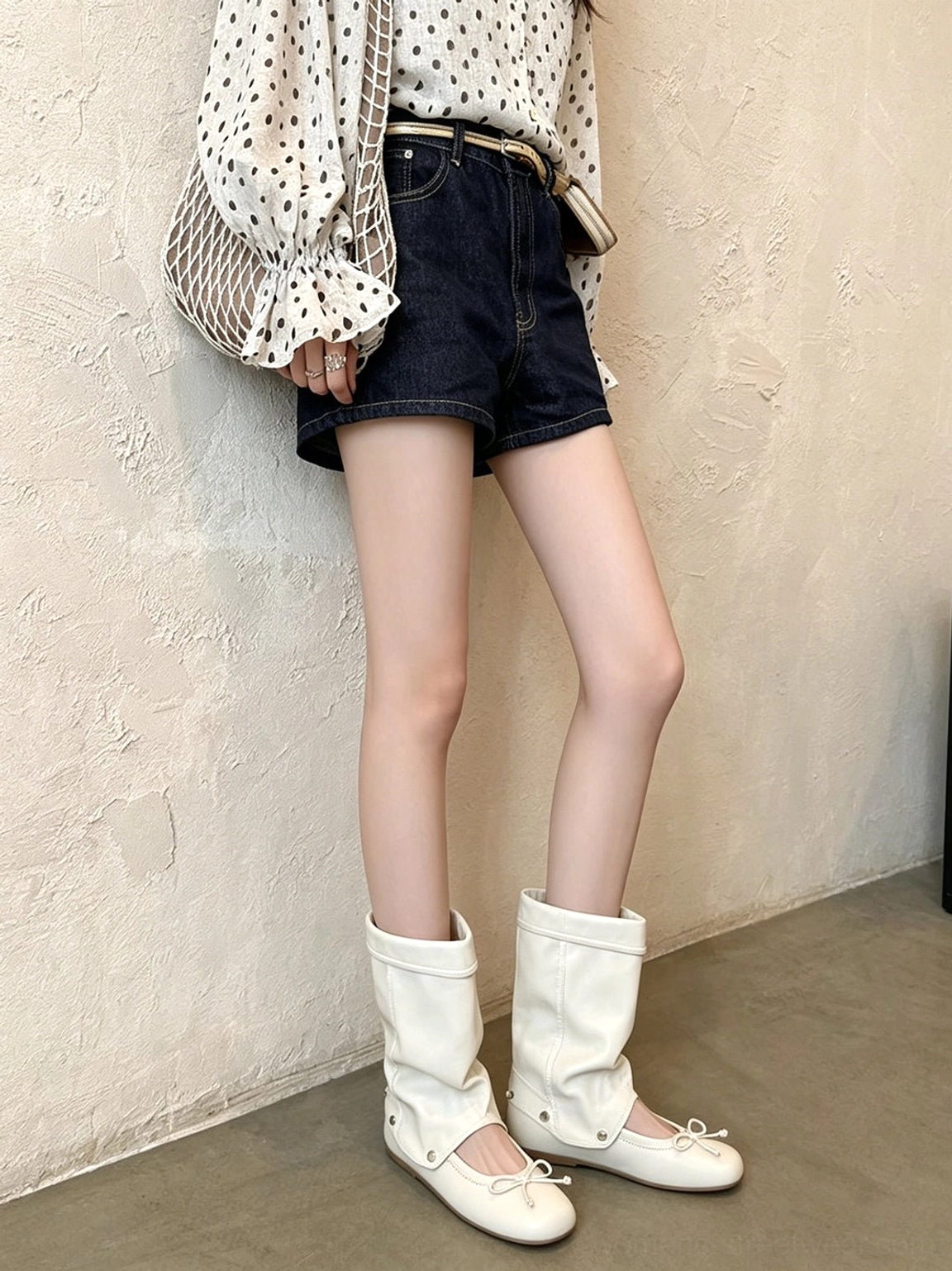 Convertible bow-wrap slouchy sandal boots with wrap straps and low-profile foamed rubber outsole