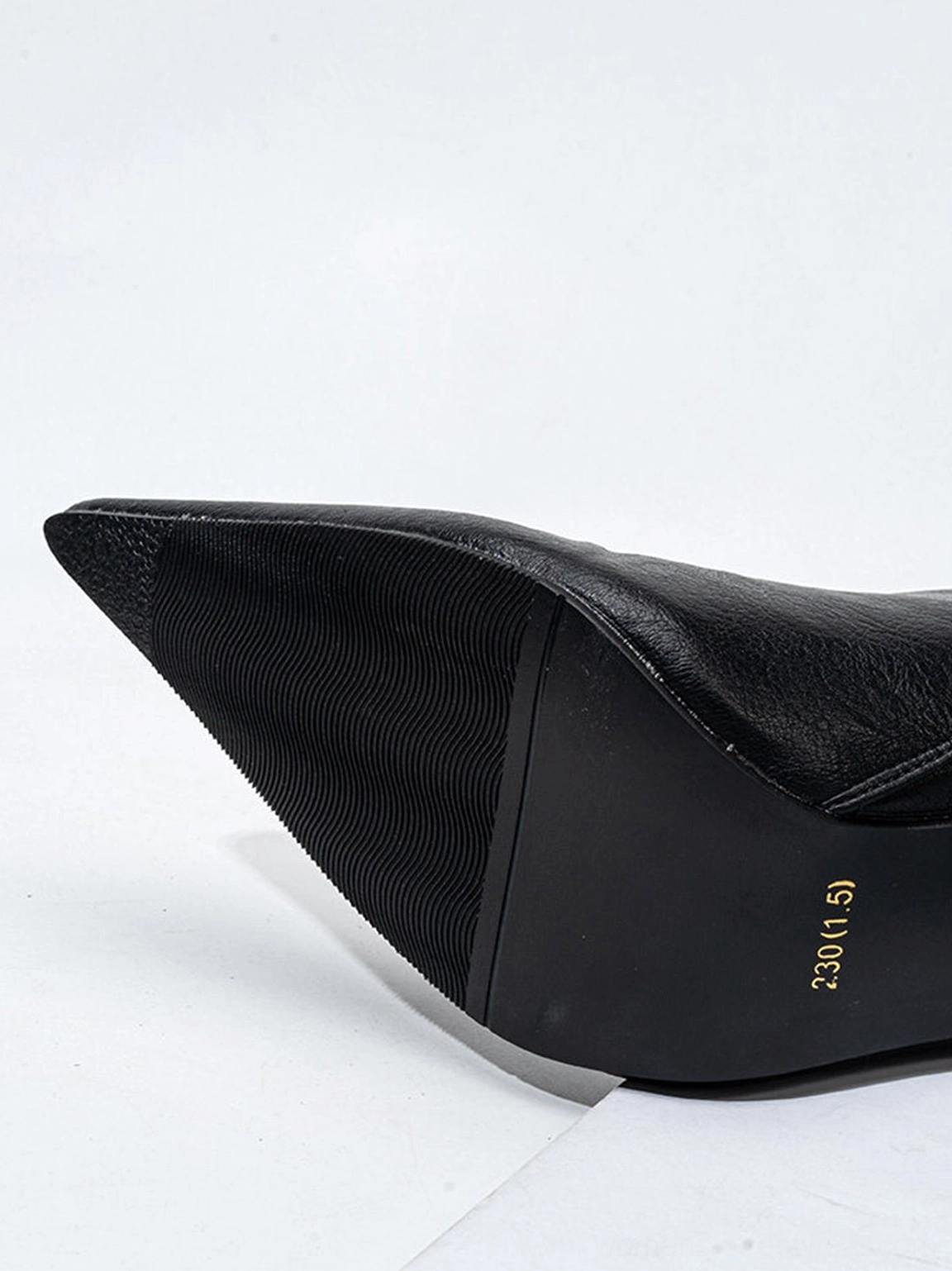 Convertible distressed shaft black stiletto boots product image highlighting pointed toe and dramatic streetwear silhouette