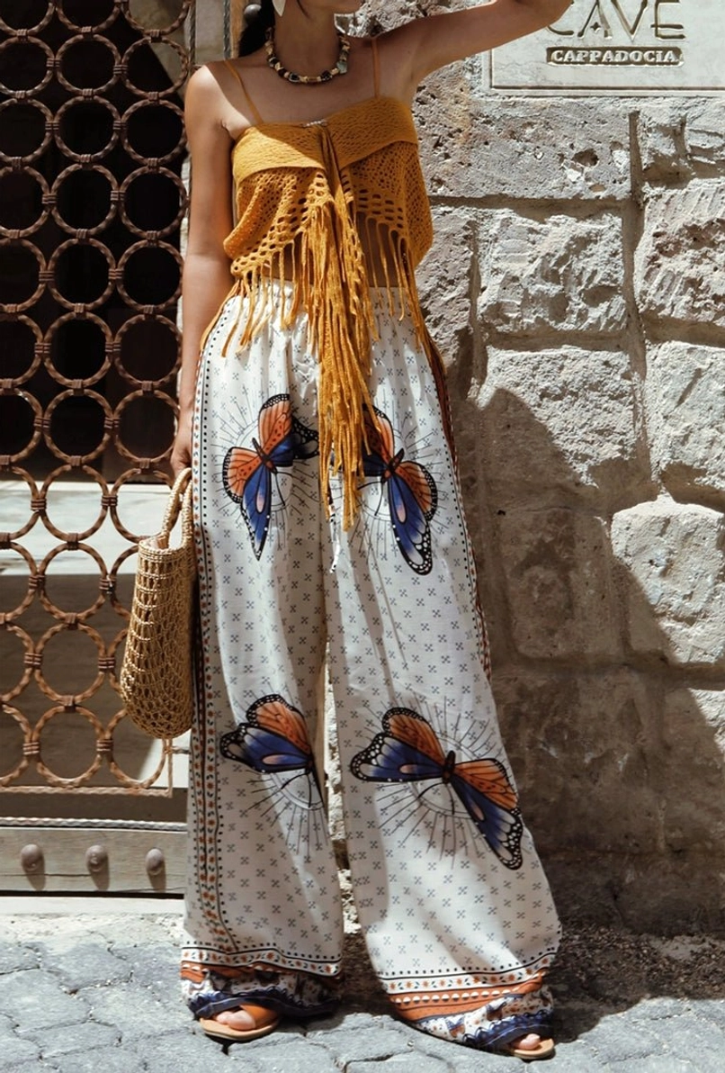 Crochet fringe crop top product image showcasing a textured boho streetwear-inspired summer design