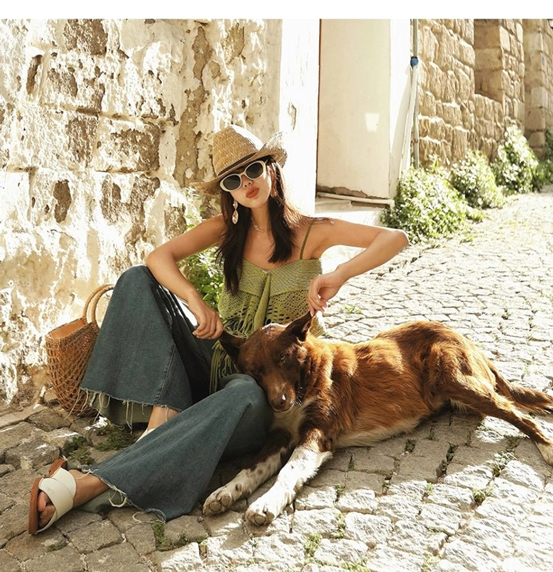Crochet fringe crop top designed for warm-weather layering with skirts, denim and wide-leg trousers