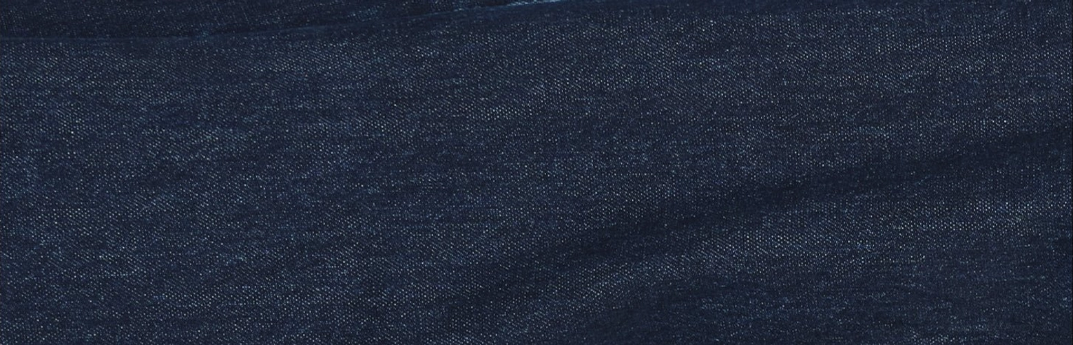 Full front view of high-waisted dark blue raw denim wide-leg jeans with clean non-distressed finish