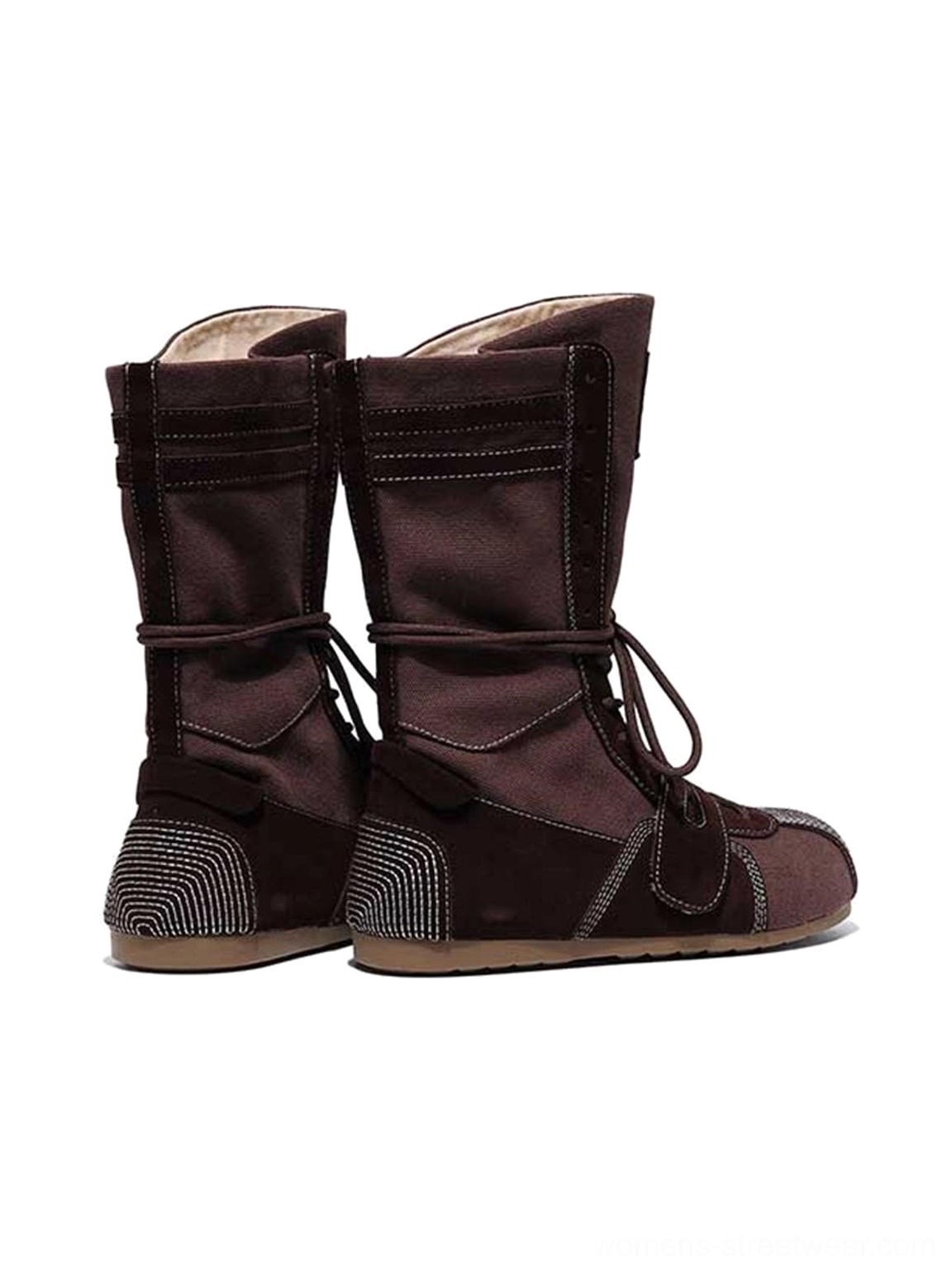 Three-quarter product view of dark brown hybrid boxing boots with textured panels, laces, and stitched toe detailing
