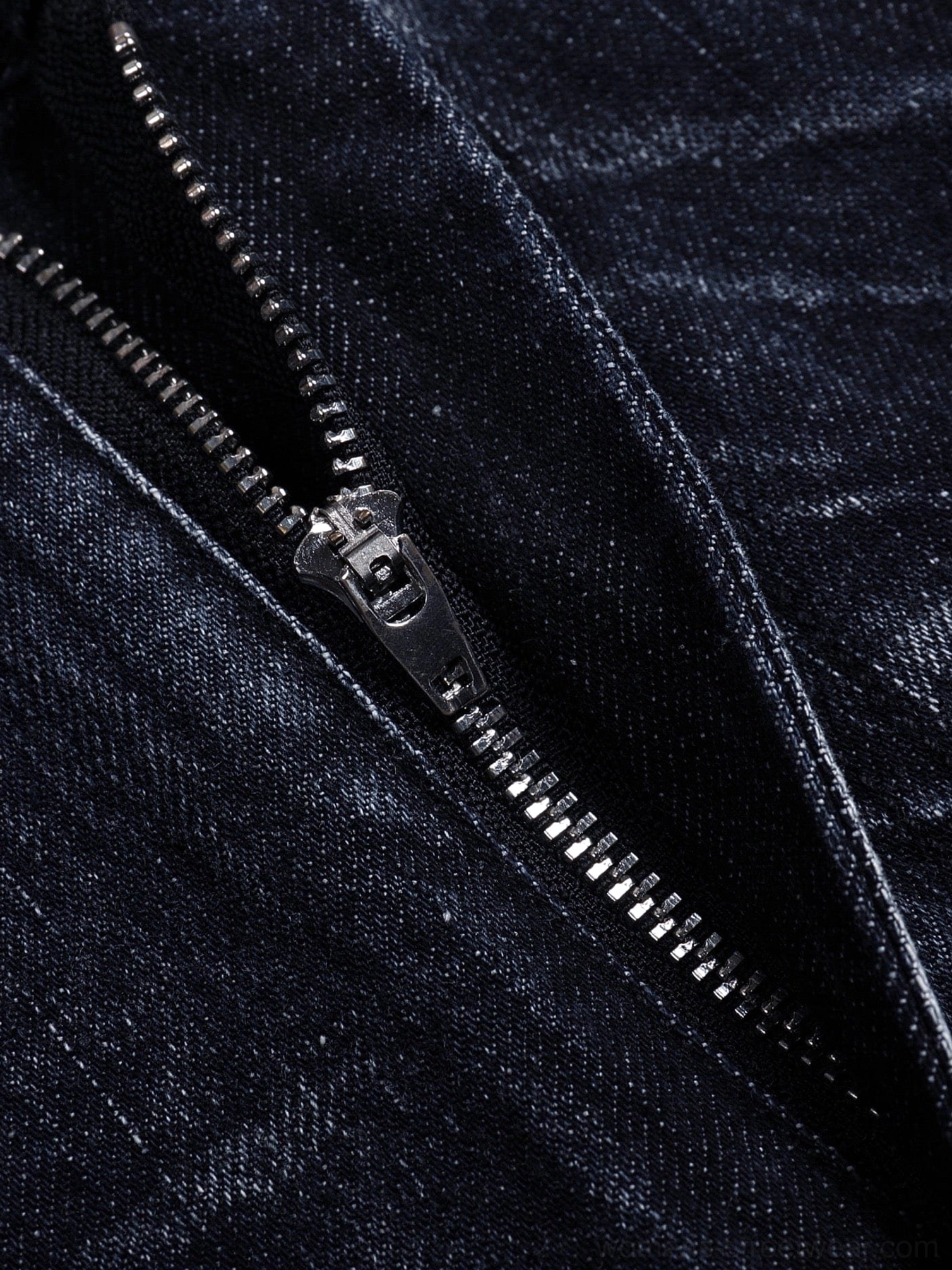 Detailed product image of oversized dark indigo lightning wash denim jeans for Korean streetwear outfits