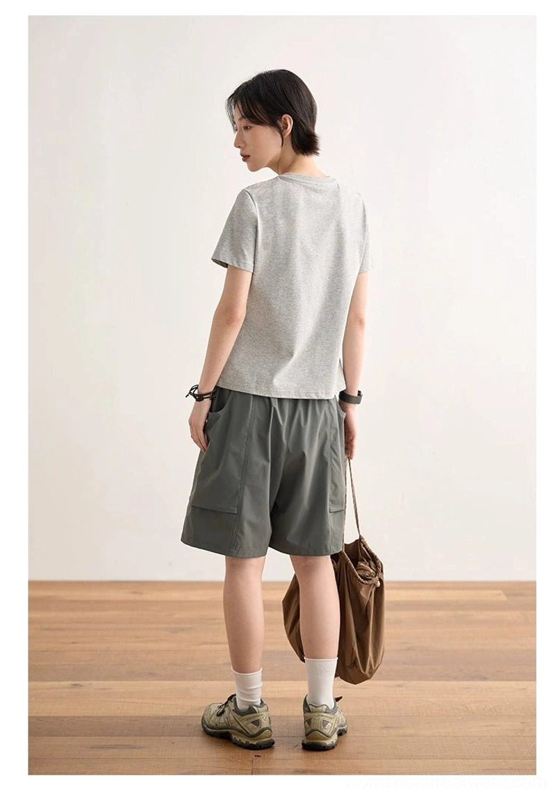Dark purple minimalist embroidered logo crew neck t-shirt back view clean design streetwear