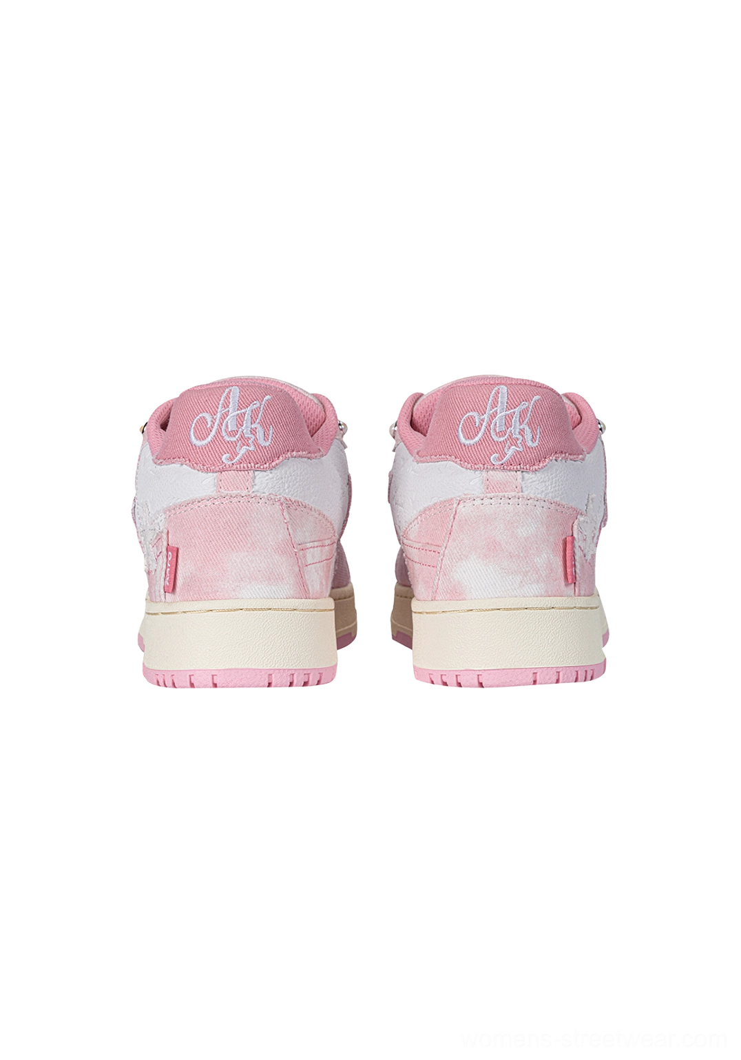 Distressed denim star sneakers full shoe profile complete 360 degree view design showcase product display