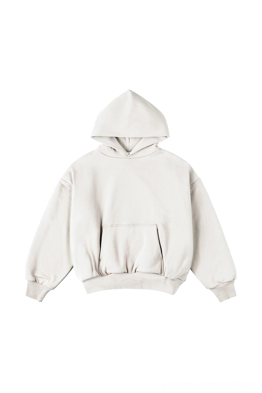 Apricot double-layer oversized unisex heavyweight cotton blend hoodie front flat lay