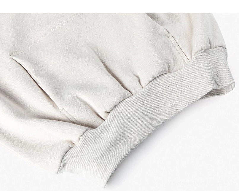 Heavyweight cotton blend oversized unisex hoodie construction and fit detail