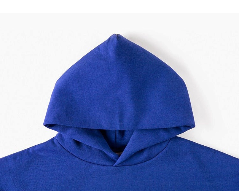 Double-layer oversized cotton blend hoodie front pouch pocket product detail view