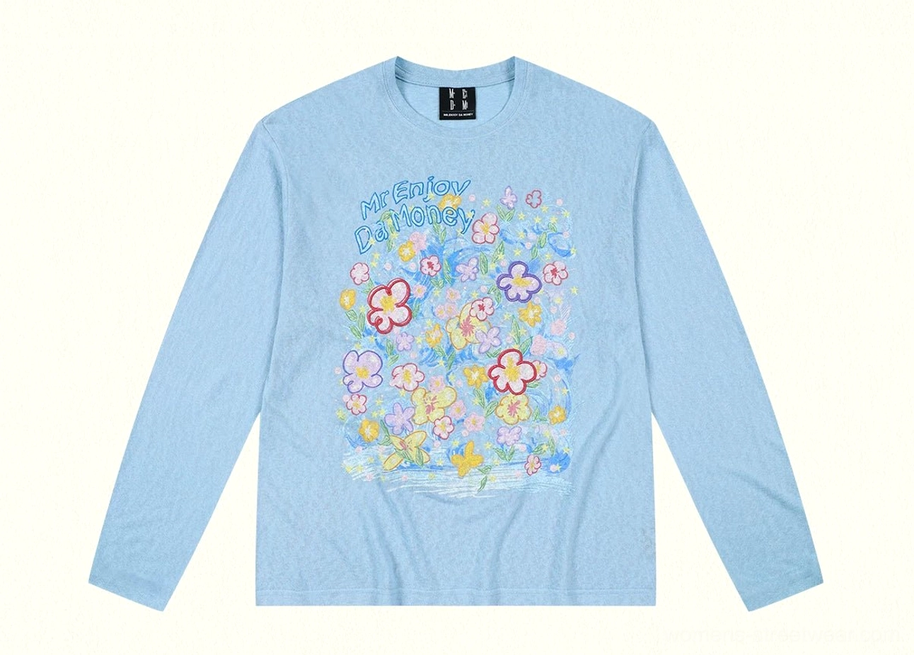 Dream Garden floral graphic long sleeve streetwear tee colorful Y2K product detail view