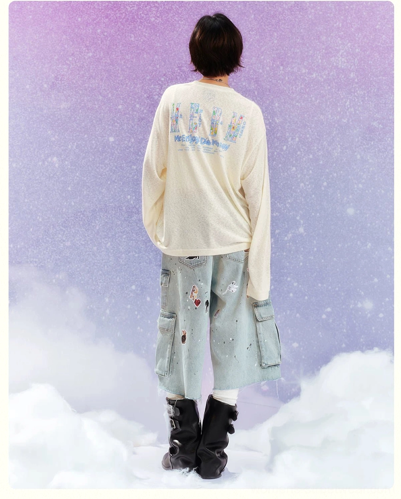 Dream Garden floral graphic long sleeve streetwear tee long sleeve silhouette product view