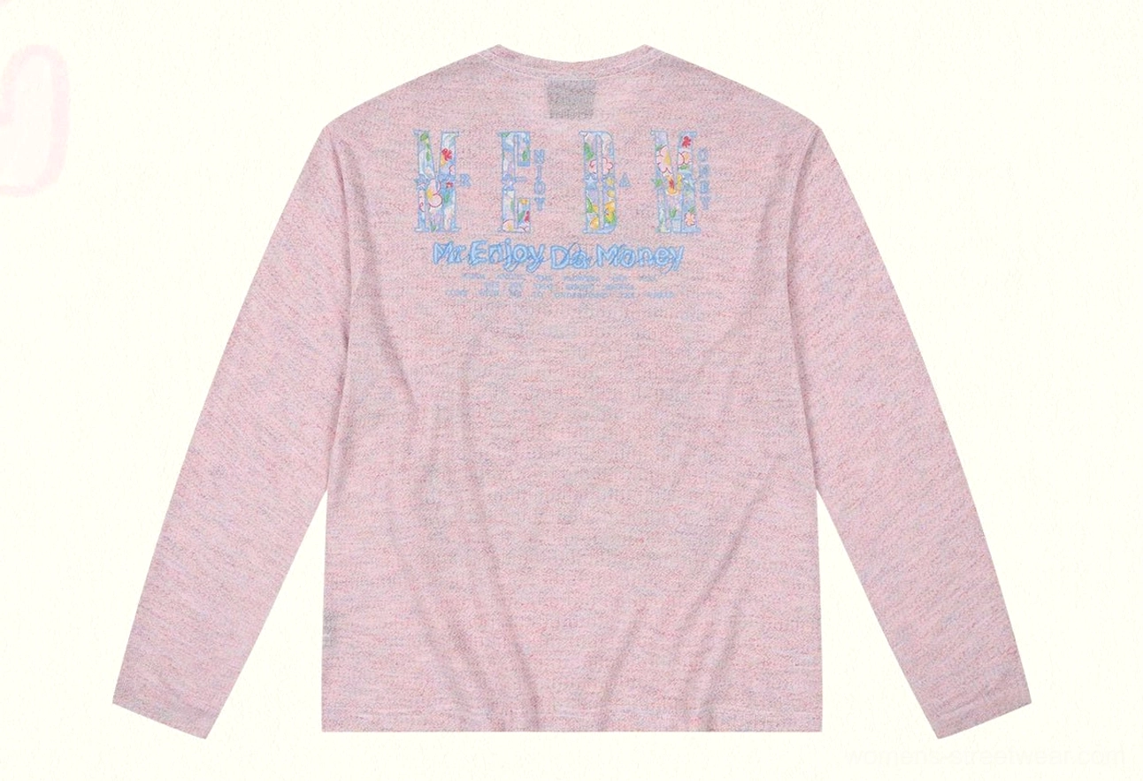 Pink Dream Garden floral graphic long sleeve streetwear tee back product view
