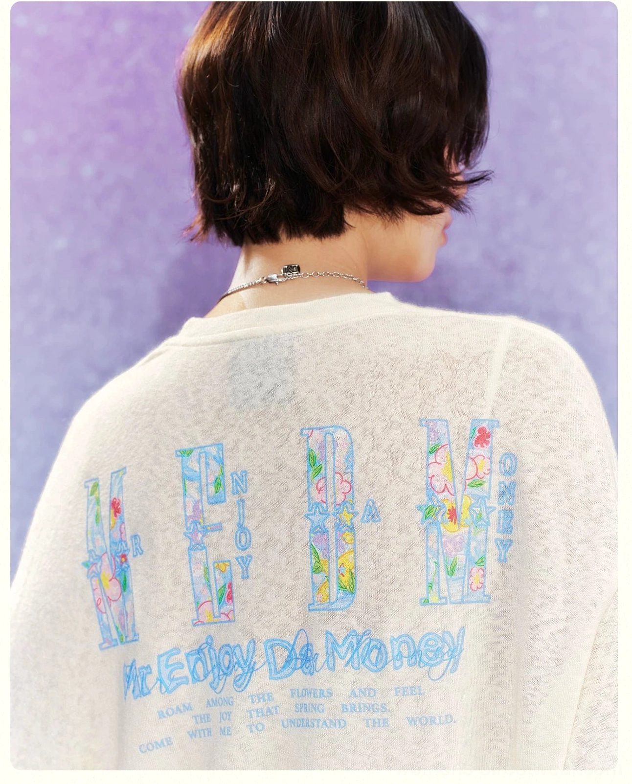 Dream Garden floral graphic long sleeve streetwear tee Y2K casual outfit styling view