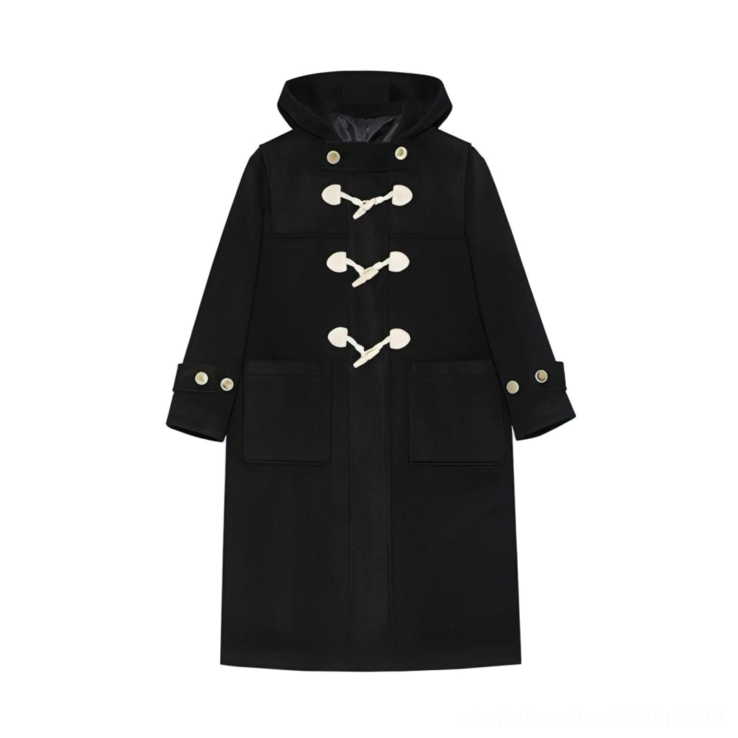 Wool duffle coat versatile styling demonstrated with different outfit combinations and accessories