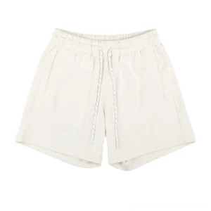 Apricot cream oversized cotton sweat shorts with contrast drawstring waist and relaxed streetwear fit