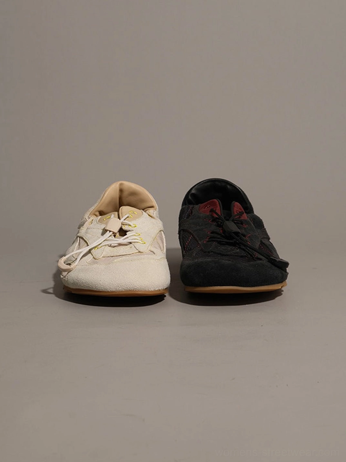Everyday city trainers combining high-gloss nubuck leather, custom twill, and rubber sole