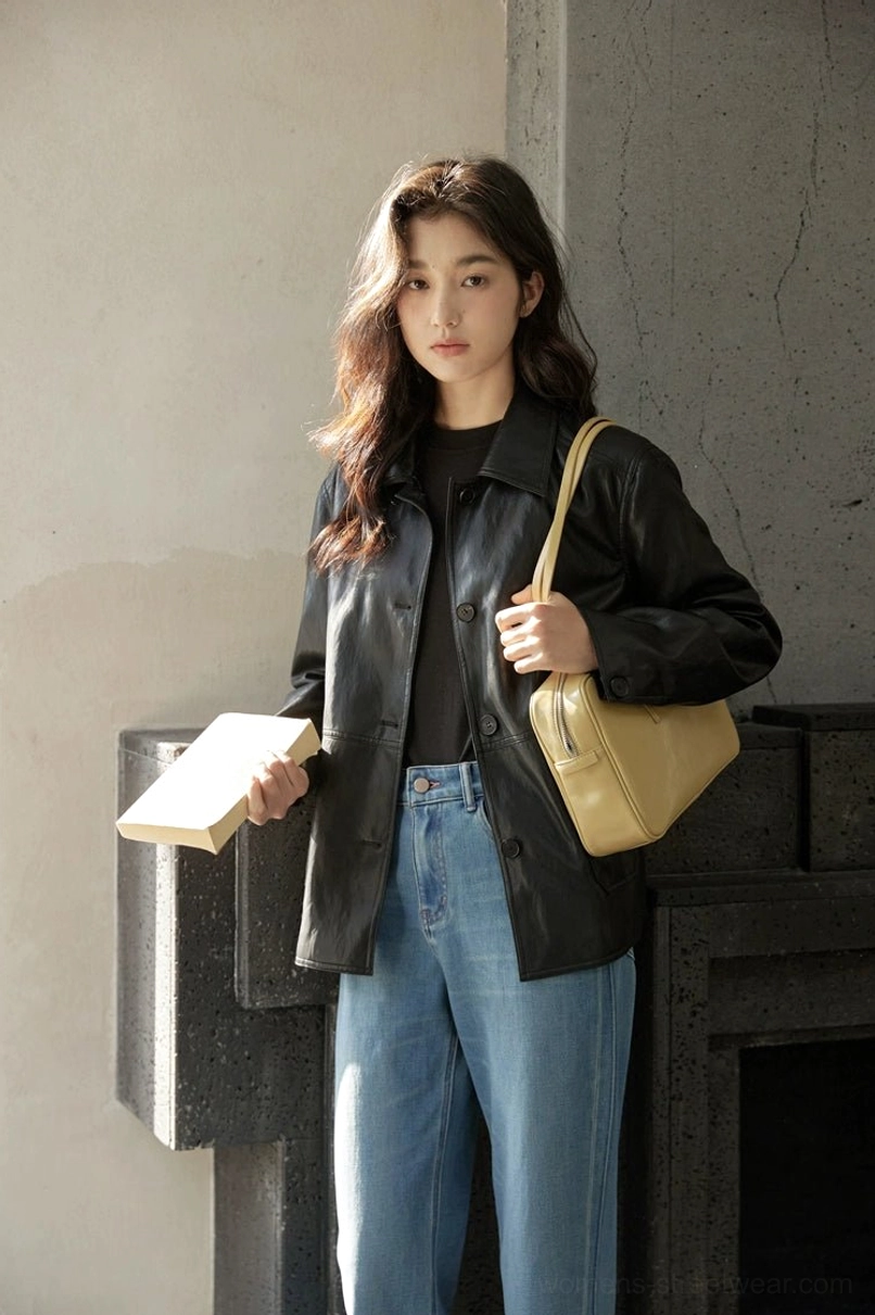 Everyday vintage leather jacket for women styled as a polished layer over casual wardrobe basics