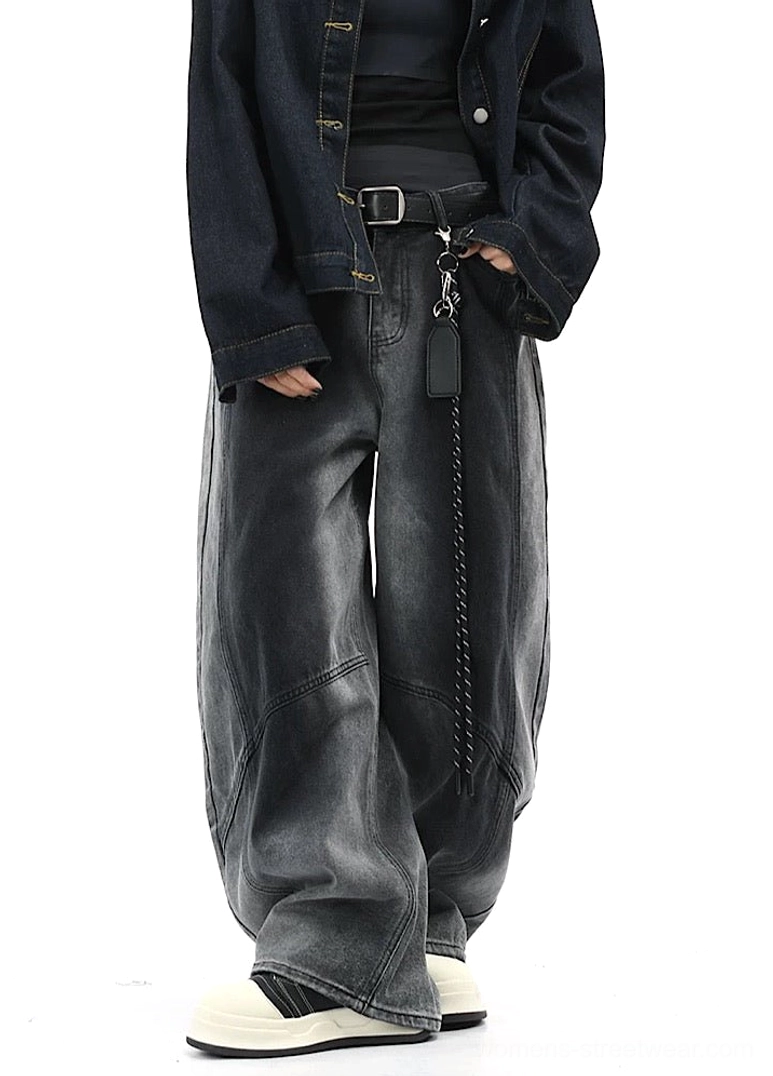 Faded Drift wide-leg denim pants product image showcasing a casual urban silhouette designed for Korean streetwear, Y2K outfits, and everyday styling