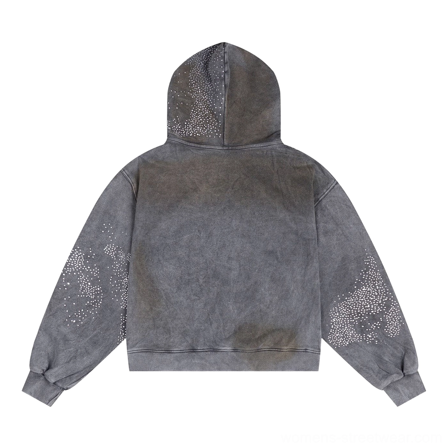 Faded grey starlight crystal zip hoodie product image for contemporary Seoul fashion and Y2K outfits