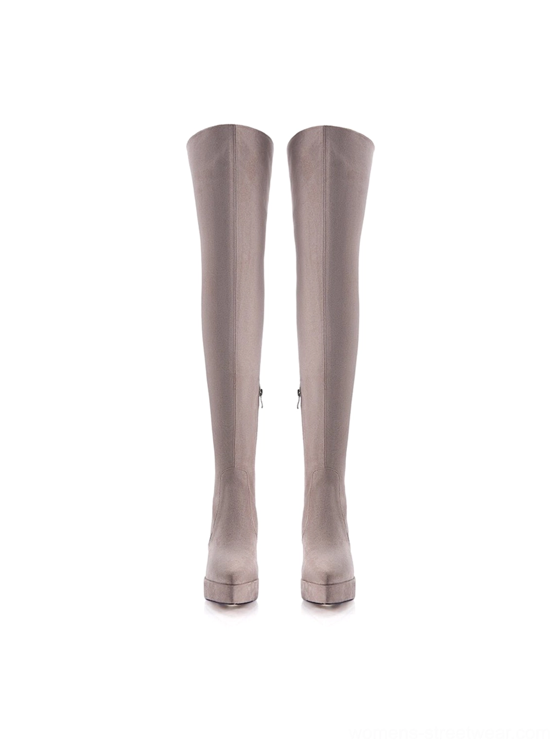Fashion-forward over-the-knee stretch suede platform stiletto boots for Y2K and contemporary streetwear outfits