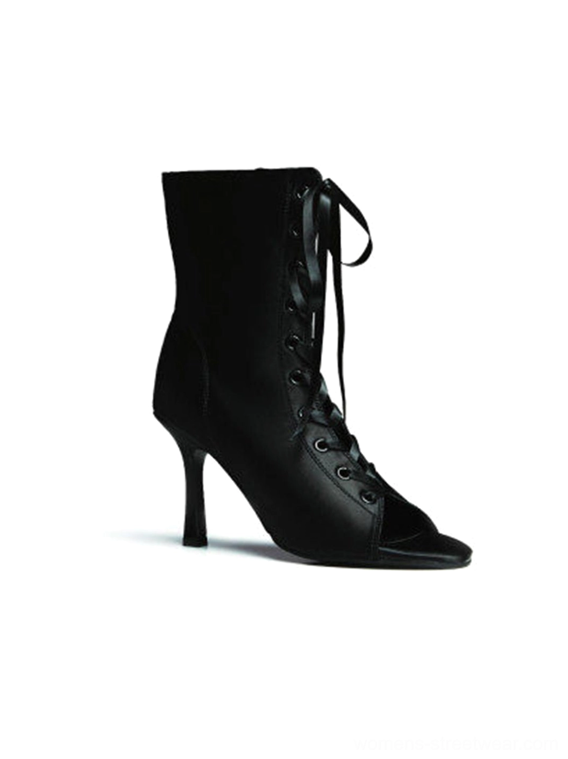 Fashion-forward satin lace-up peep-toe heels for women's evening outfits, parties, and streetwear looks