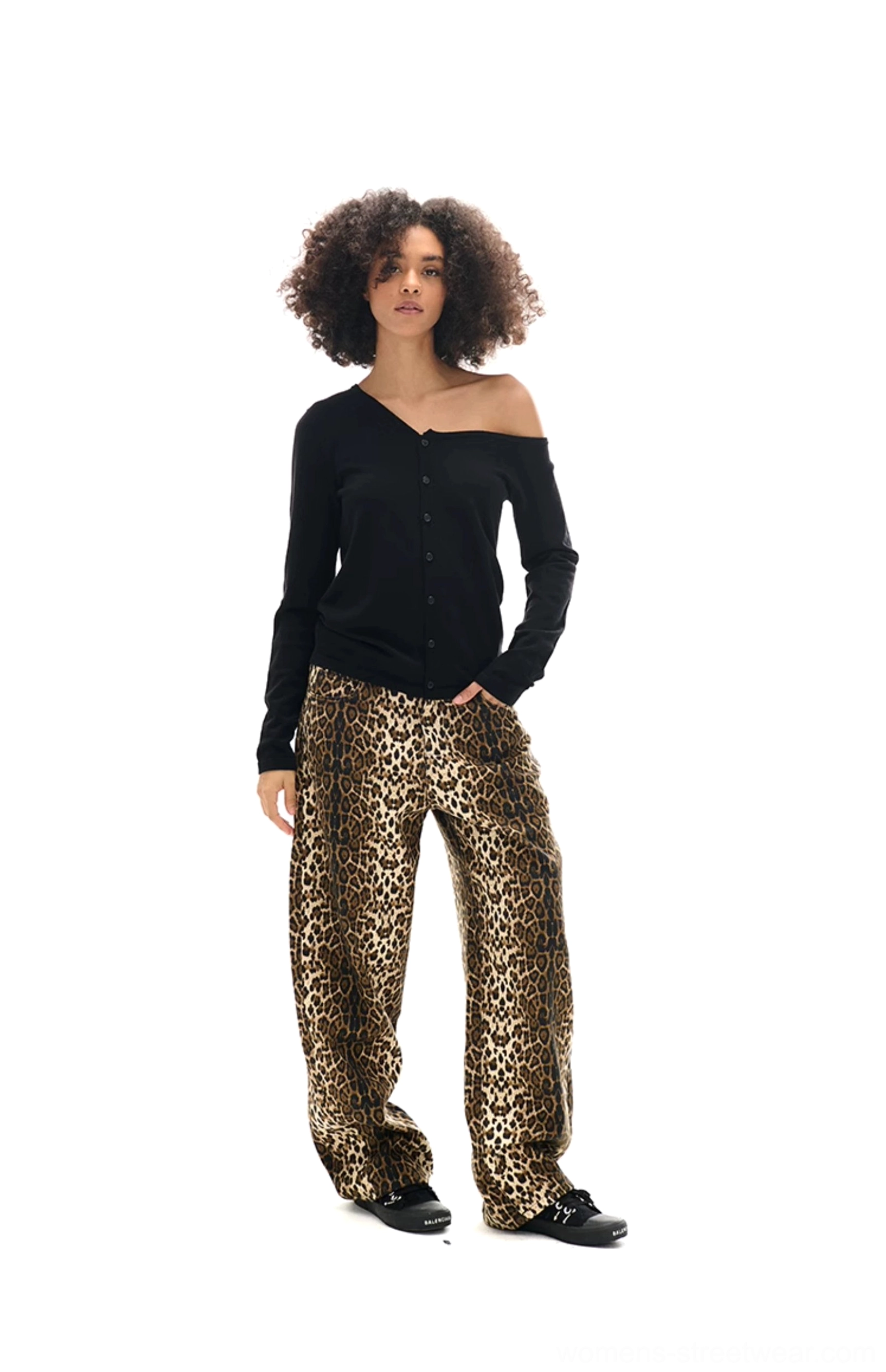 Fitted long-sleeve asymmetrical button-front cardigan with a contemporary Korean fashion silhouette