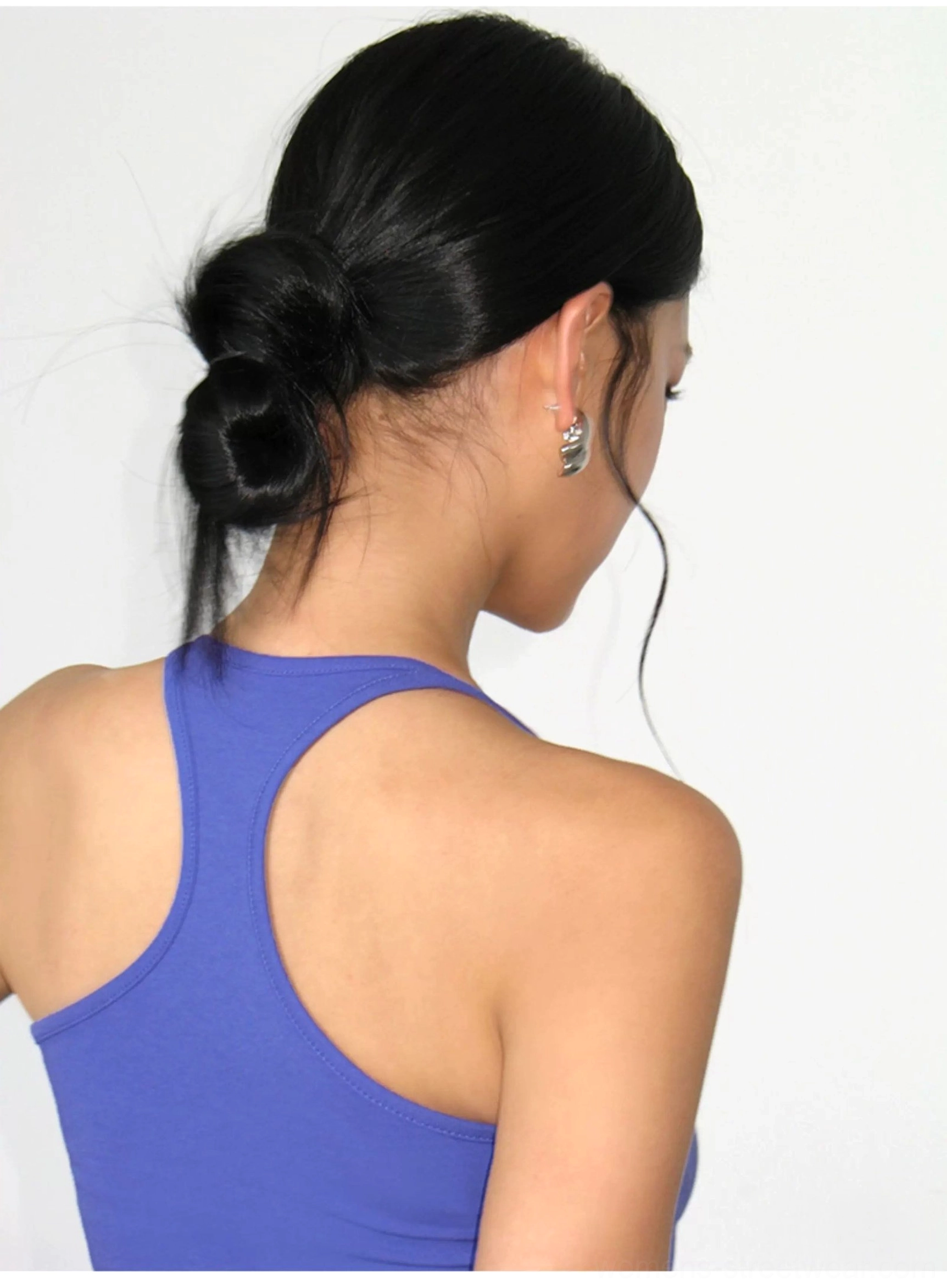Fitted square neck racerback knit crop tank for women soft stretch fabric detail