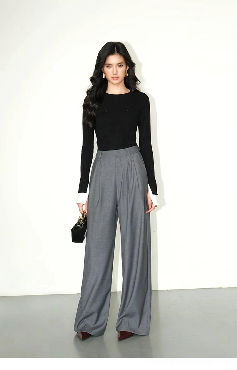 Flowy wide-leg streetwear pants with pleated front, streamlined waistband, and polished modern silhouette