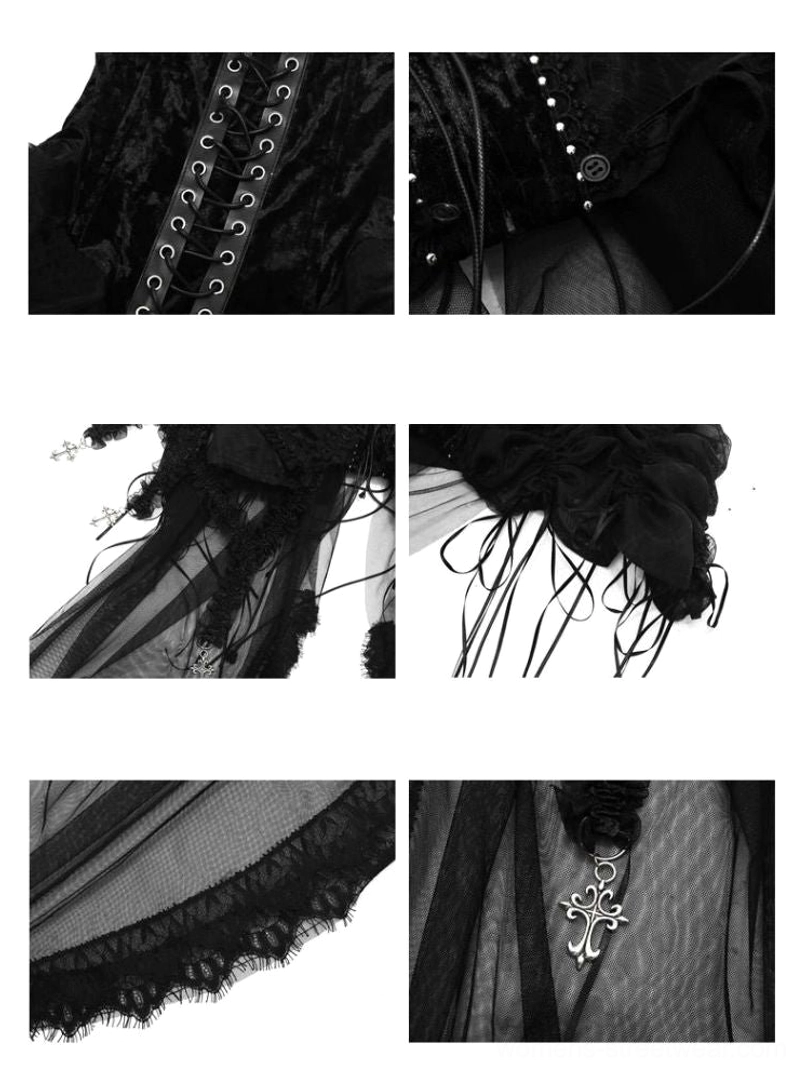 Gothic black birdcage corset outfit sculptural alternative fashion set product detail image