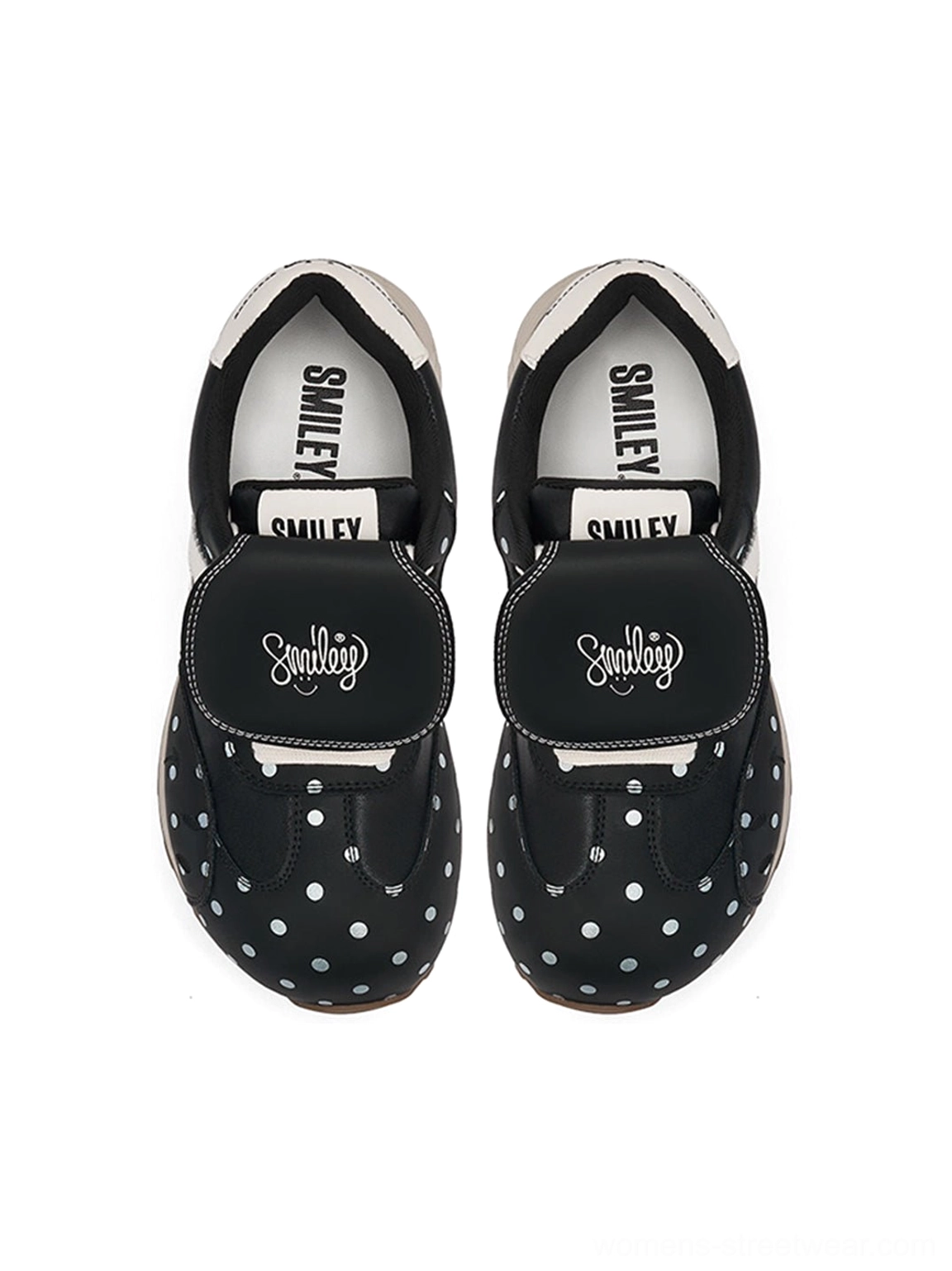 Graphic polka dot streetwear sneakers designed for Y2K Korean fashion and everyday casual outfits