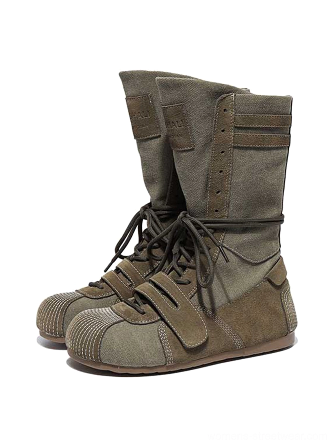 Green hybrid boxing trainer boots product color option with lace-up front and adjustable hook-and-loop strap