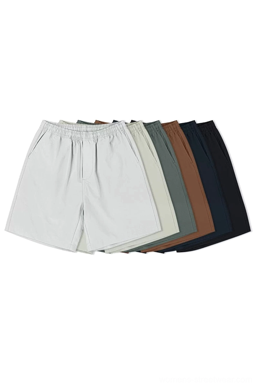 Heavyweight cotton streetwear beach shorts product detail showcasing relaxed summer fit and minimalist design