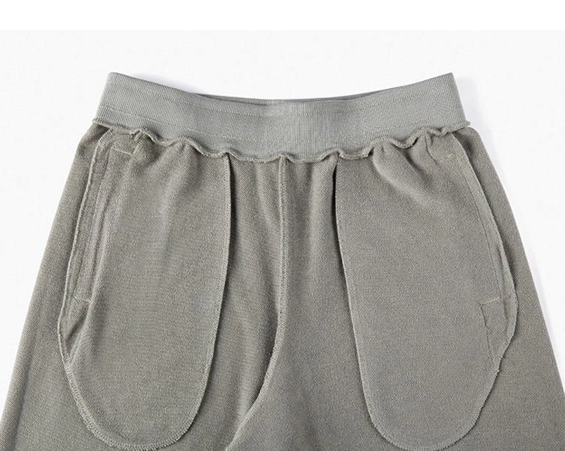 Raw frayed hem detail on heavyweight cotton blend drawstring sweat shorts
