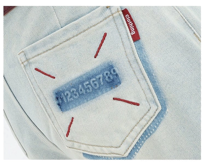 High-rise light blue denim pants with a full-length loose straight leg for contemporary urban outfits