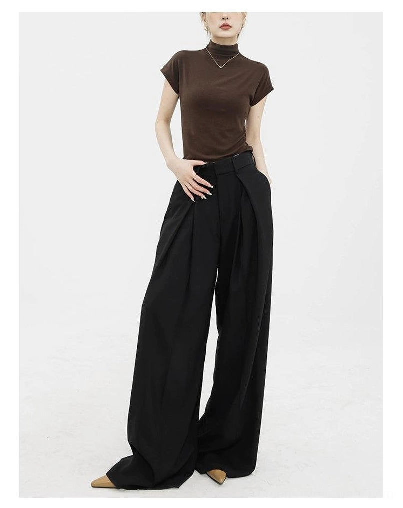 Black high-waist wide-leg palazzo streetwear pants three-quarter front outfit styling view
