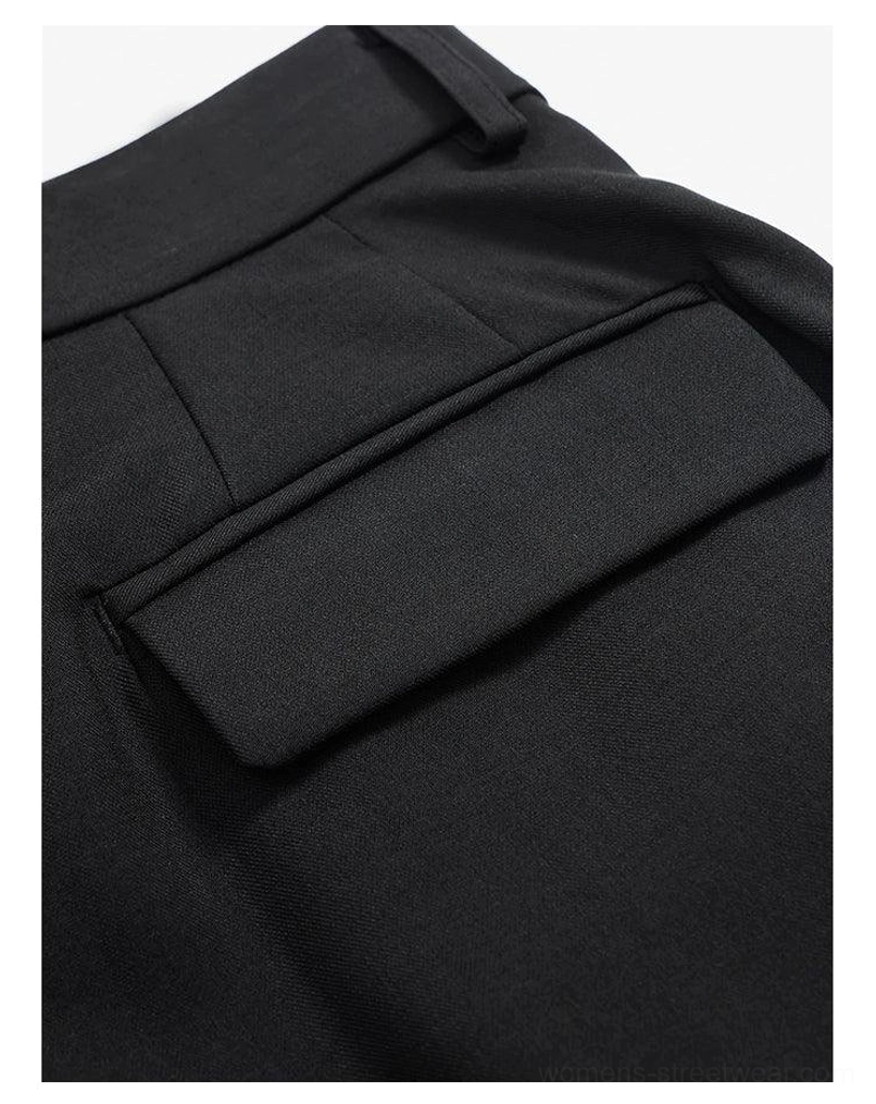 High-waist wide-leg palazzo streetwear pants long flowing leg construction detail