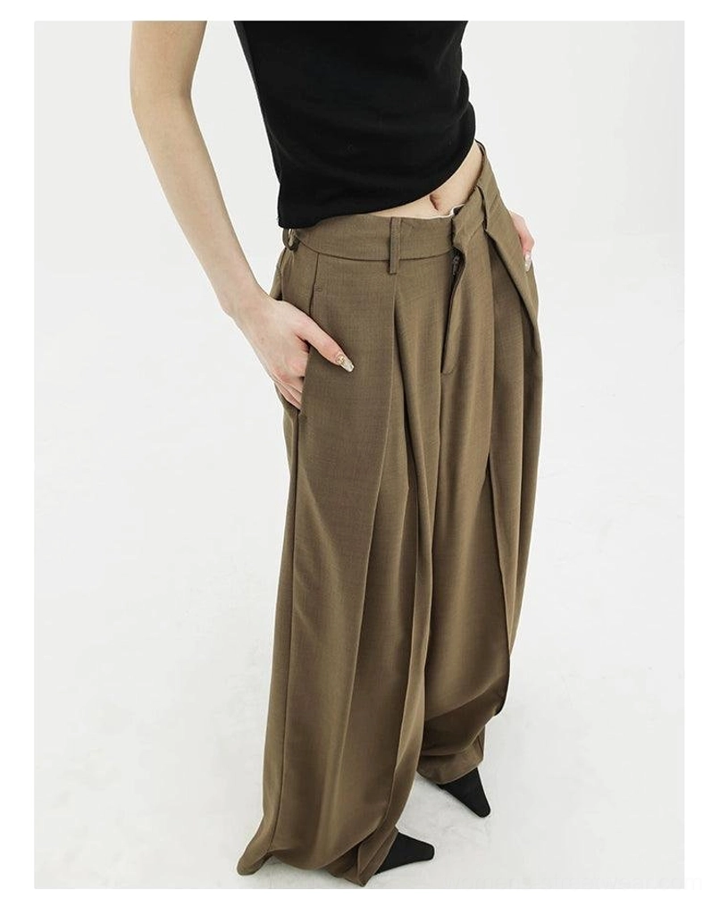 High-waist wide-leg palazzo streetwear pants full-length wide trouser profile