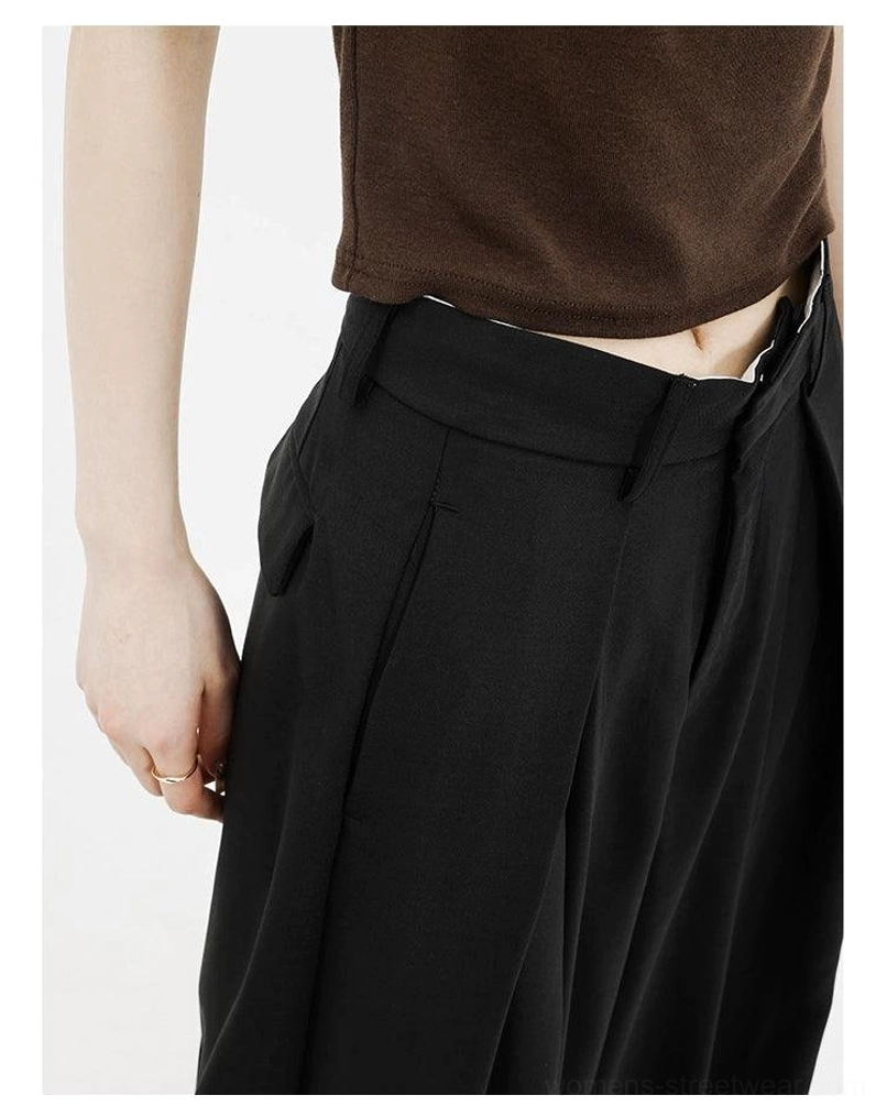 High-waist wide-leg palazzo streetwear pants modern Seoul fashion outfit view