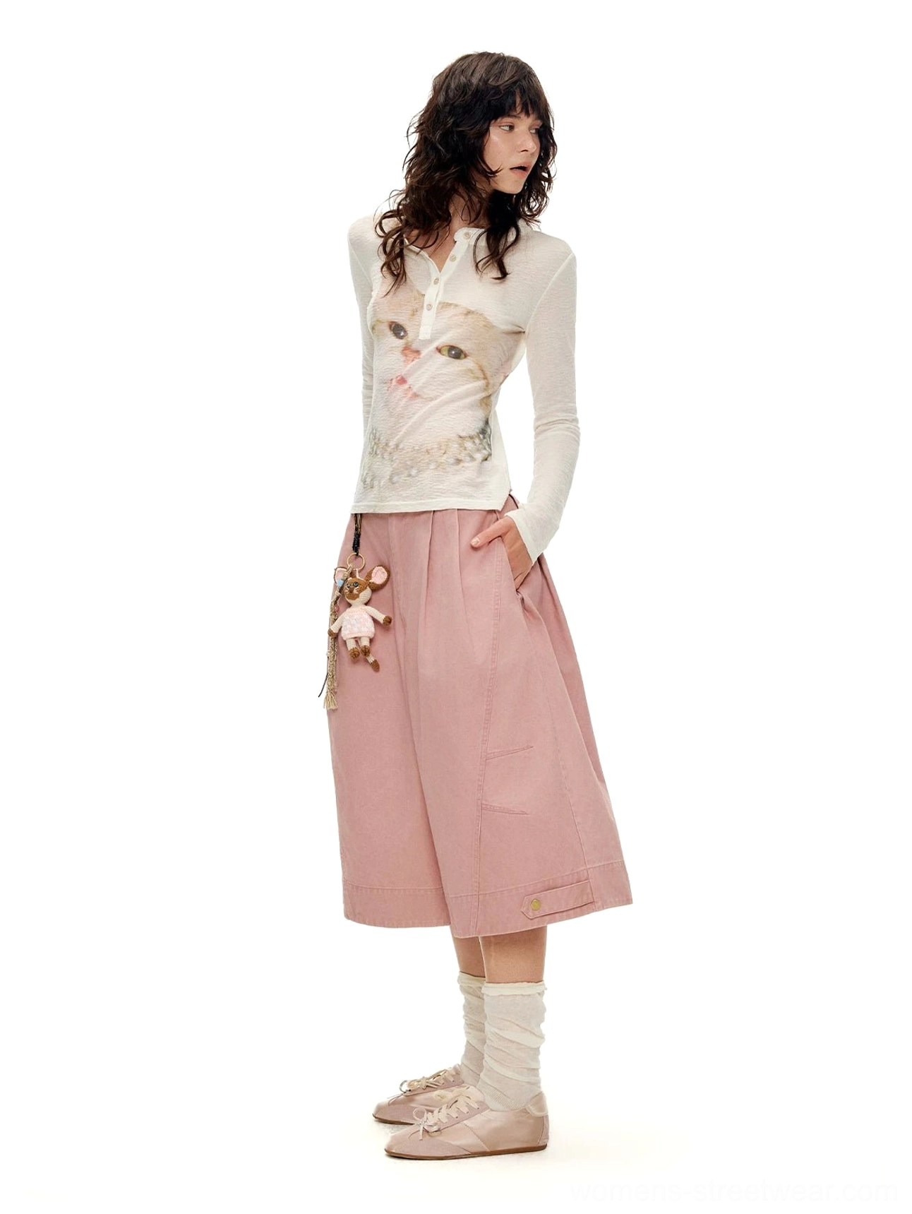 High-waisted wide sailor culottes cropped A-line silhouette fashion product image