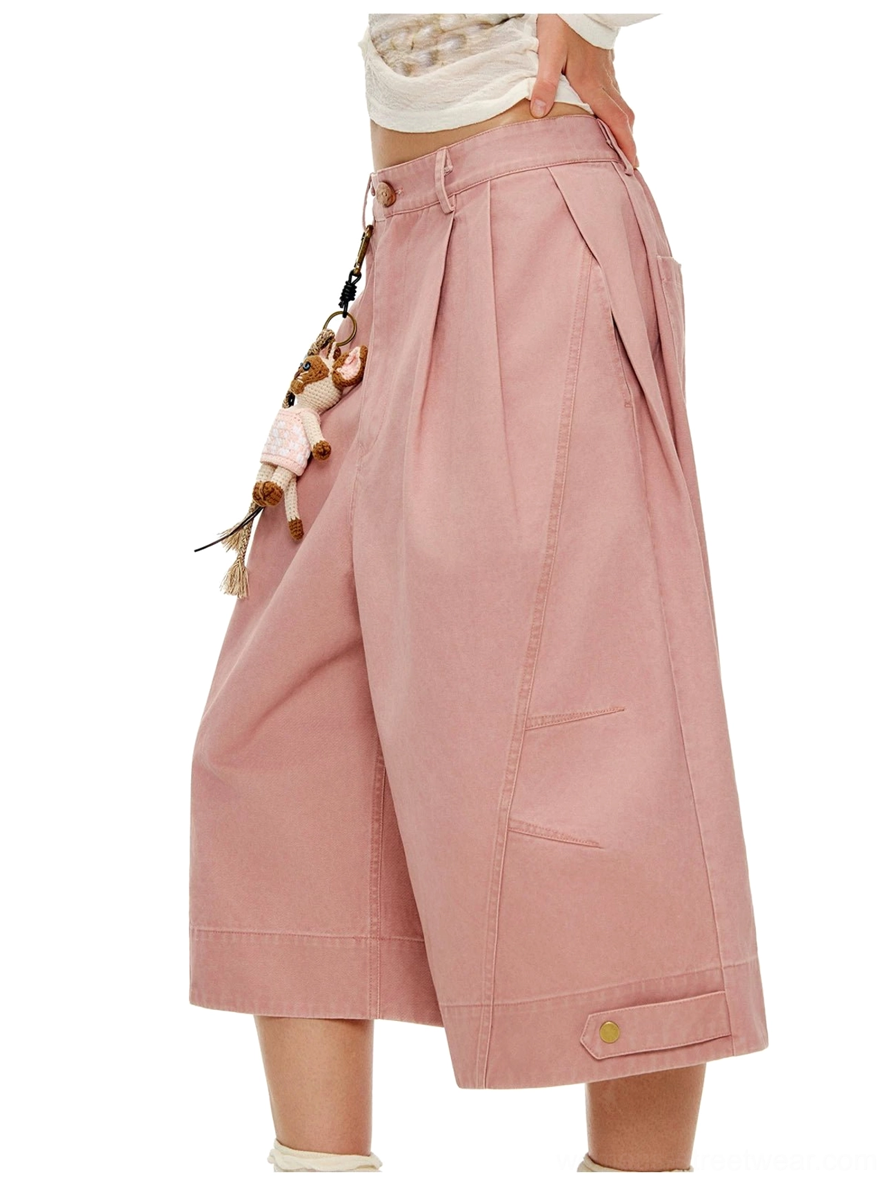 Wide sailor culottes in washed cotton twill with deep pleats and roomy pockets