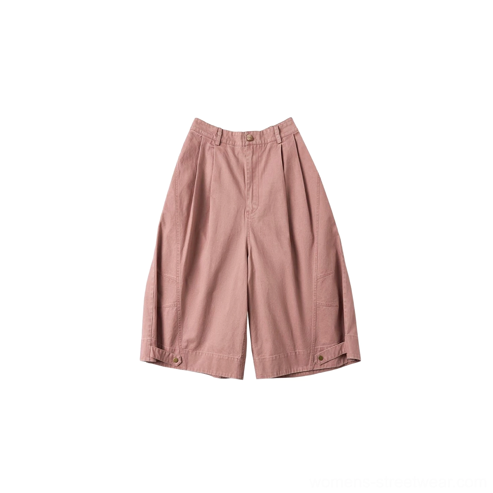 Dried Roses pink high-waisted wide sailor culottes in washed cotton twill color option