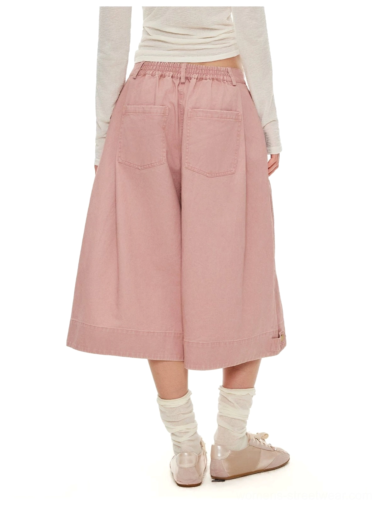 High-waisted washed cotton twill sailor culottes streetwear outfit detail