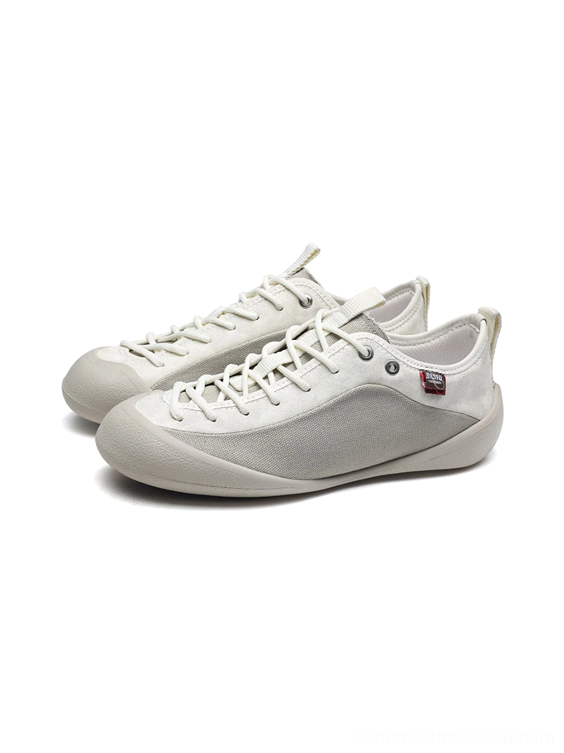 White gray ivory mesh-panel canvas low-top sneakers with breathable textured upper detail