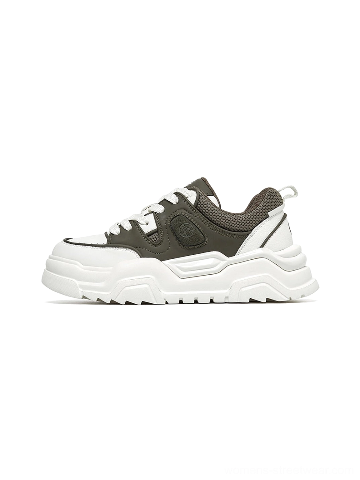 Khaki contrast cutout lug sole platform sneakers colorway product view