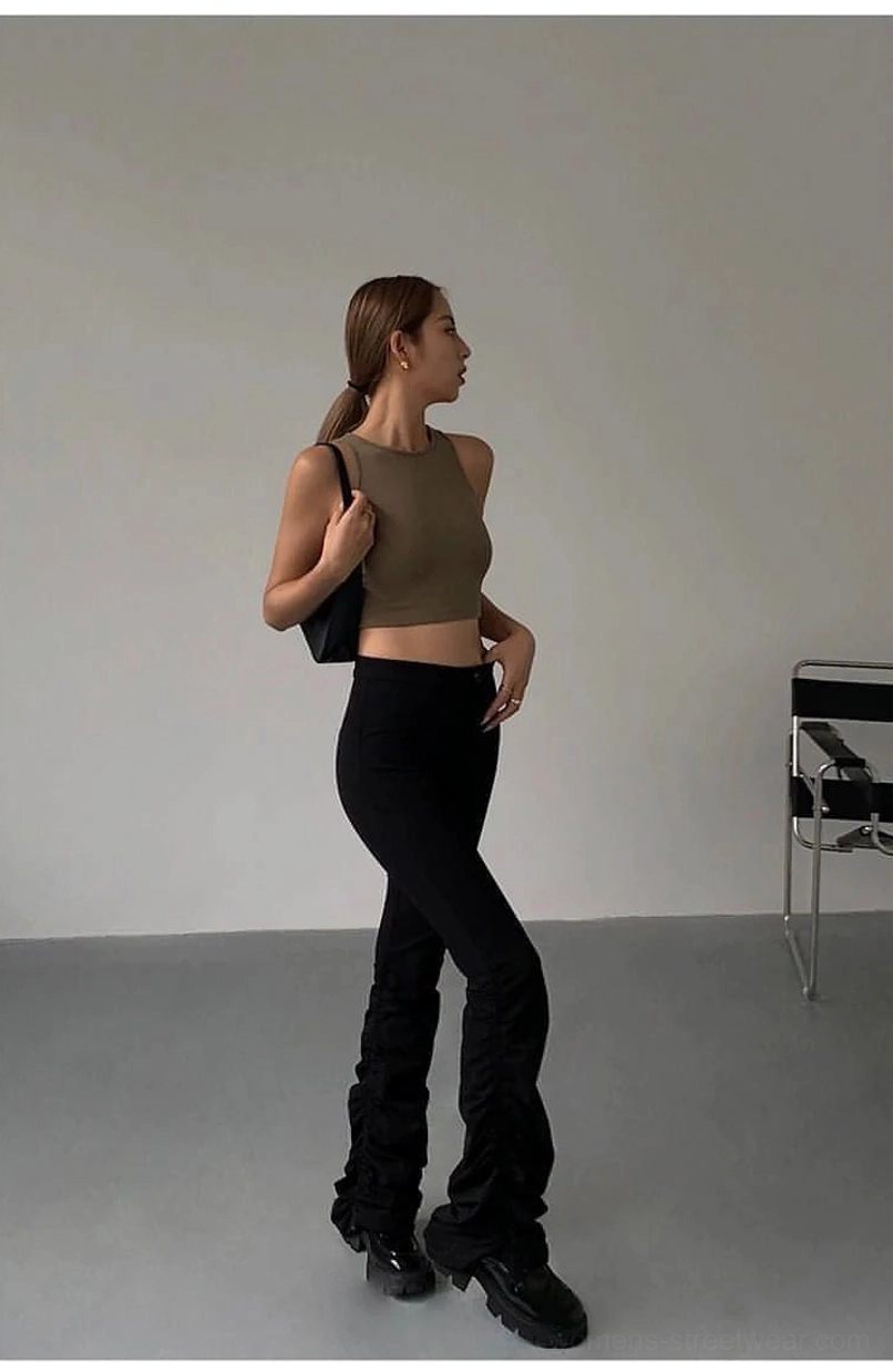 Khaki cropped tank top versatile colorway option - earth-neutral sleeveless design working with multiple streetwear aesthetics and seasonal styling needs