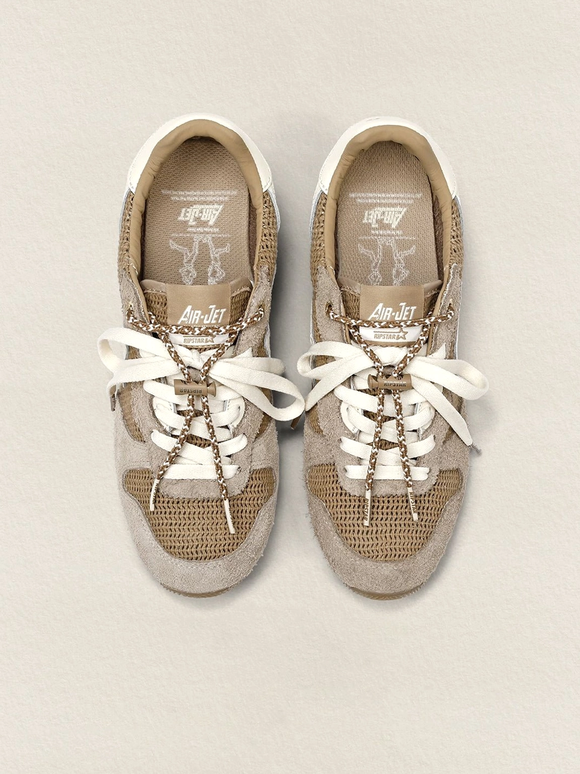 Khaki mesh star German trainer sneakers product image highlighting vintage sportswear inspiration and versatile gum soles