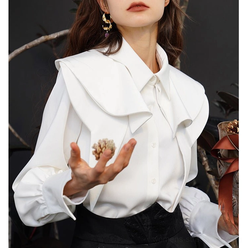 Korean fashion inspired fox charm blouse with layered collar detail for statement everyday outfits