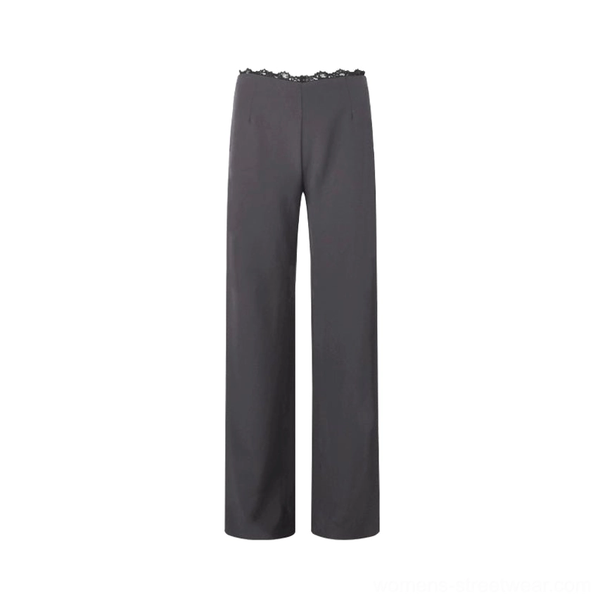 Gray high-rise wide-leg streetwear trousers product color view with fluid tailored drape