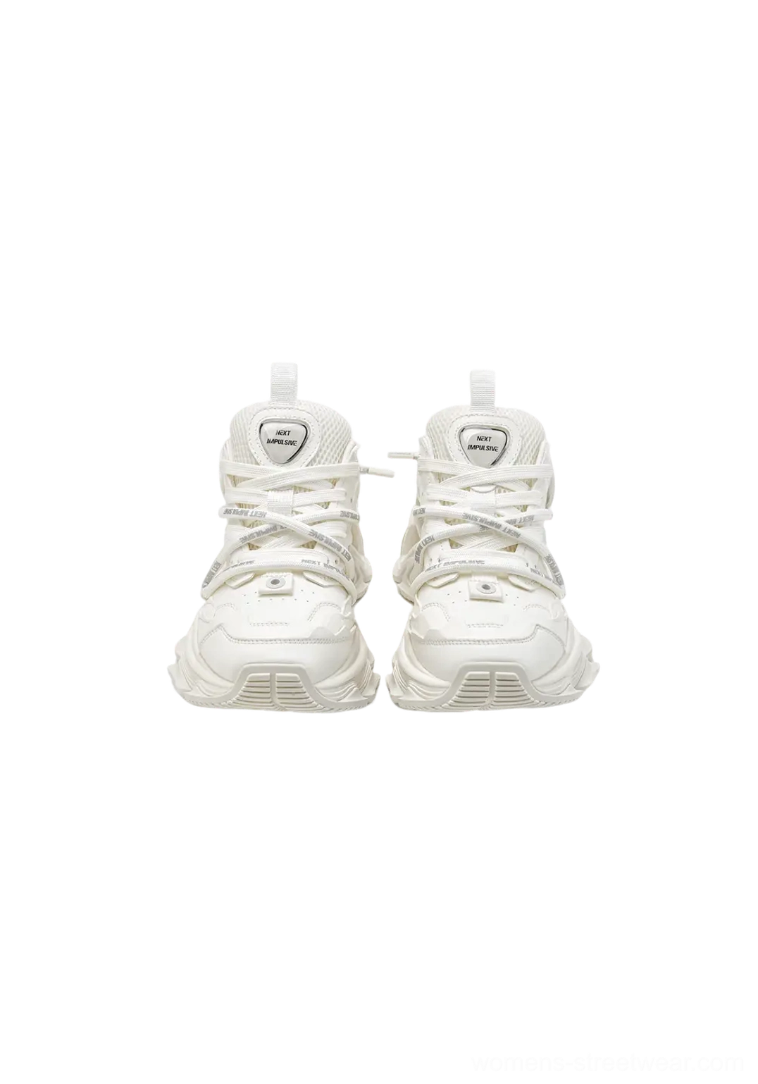 Layered chunky dad sneakers with bold platform sole full product view
