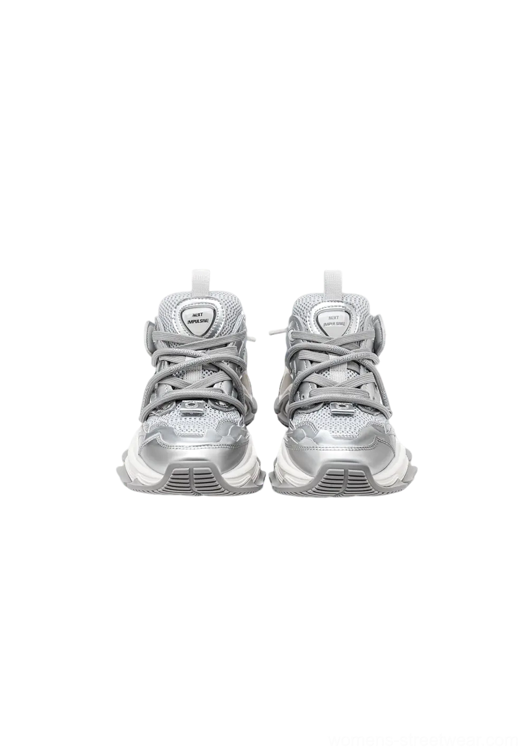 Chunky dad sneakers with layered upper and elevated platform outsole product view