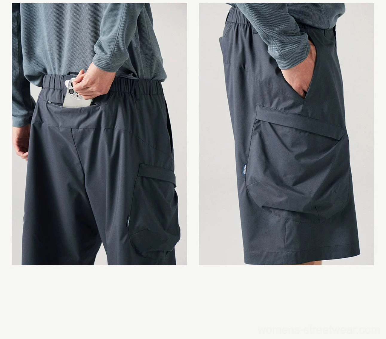 Lightweight polyester cargo shorts with moisture-wicking comfort and a practical gorpcore-inspired streetwear design